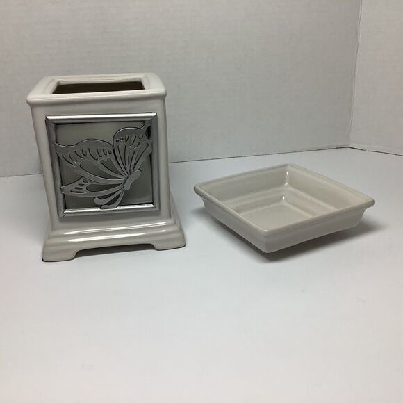 Scentsy Cream Gallery Frame side Wax Scent Warmer with frame silver Monarch - Picture 4 of 6